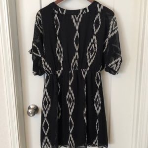 Black Boutique Dress with Cream Colored Aztec